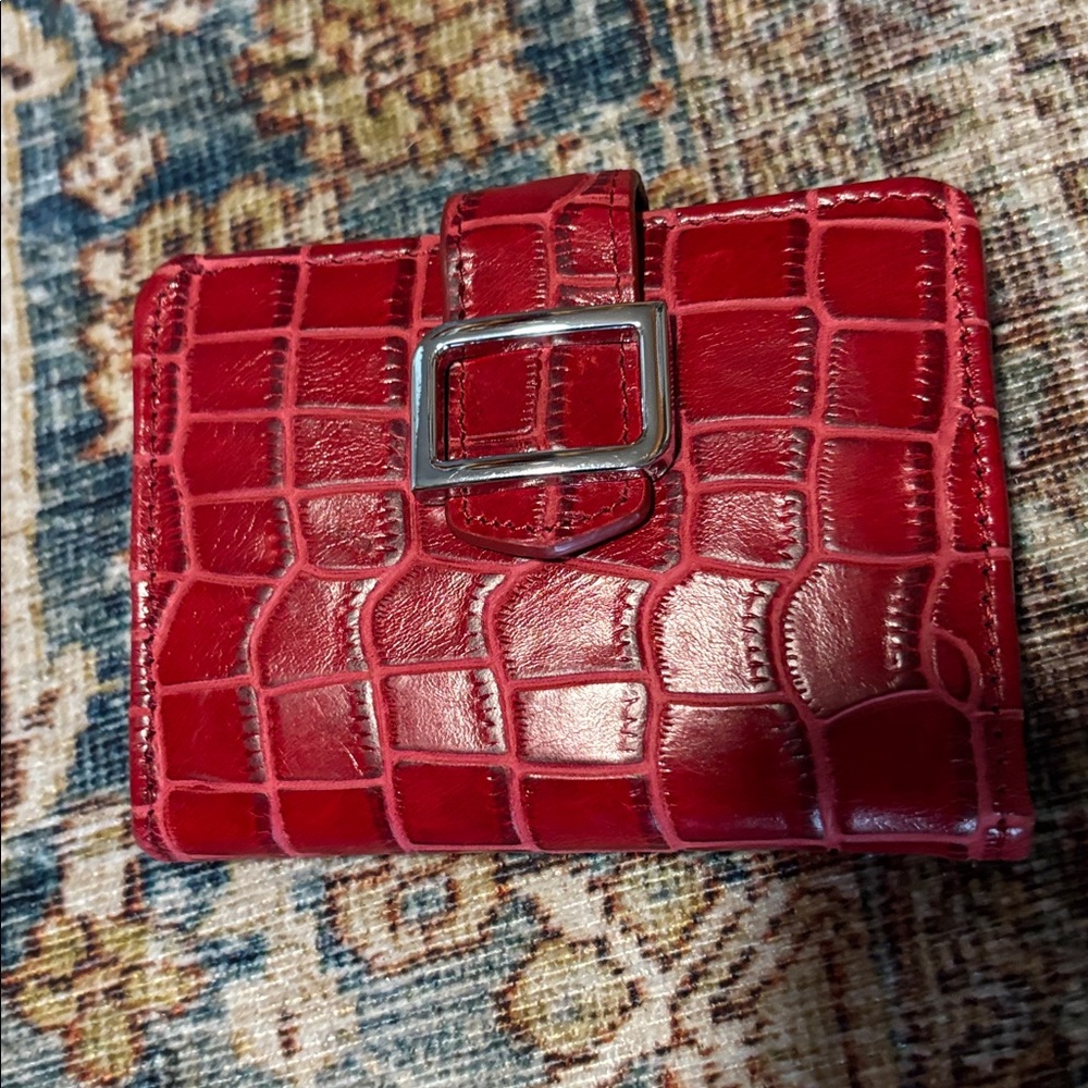 Red Faux Croc Texture Wallet
